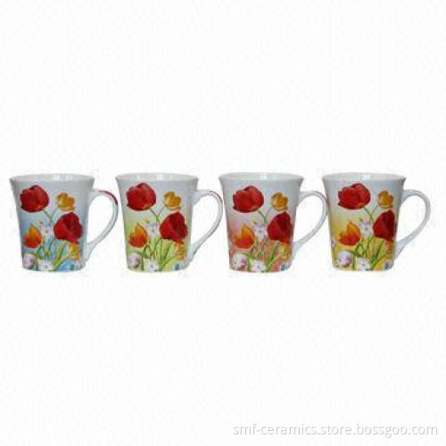 14oz New Bone China/Ceramic Square-shaped Trumpet Mugs, Various Colors are Available